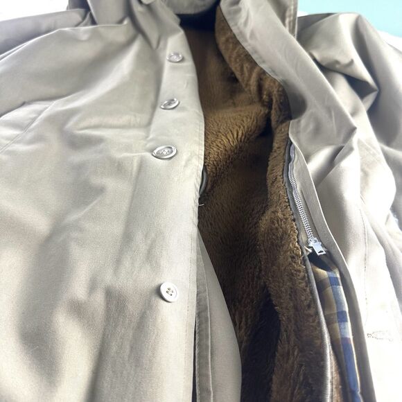 Trench‎ Coat -Towncraft Plus Penn-Prest Penneys Removable Fur Lined Mens 42L VTG - Picture 8 of 15